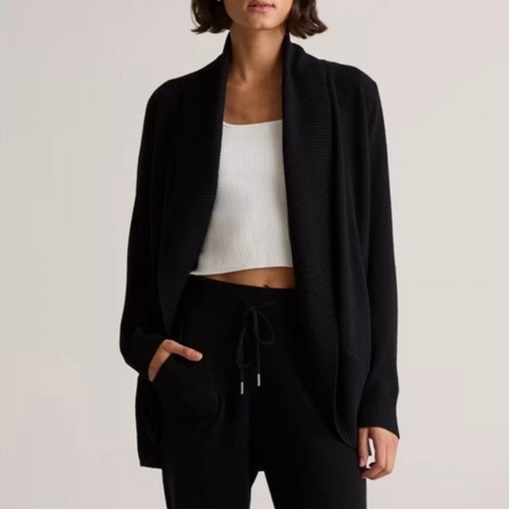 Quince Mongolian Cashmere Open Cardigan Sweater In Black, Sz S, New!